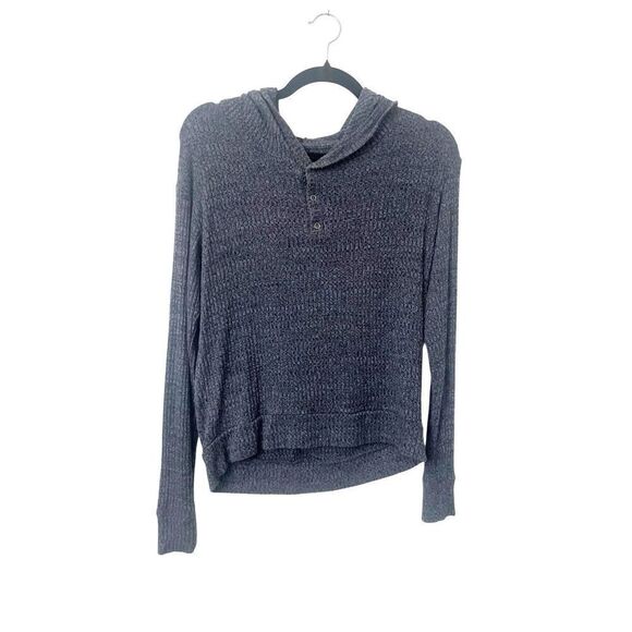 American Eagle‎ Blue Soft and Sexy Plush Knit Hooded Henley Sweater Size Small - Picture 1 of 3
